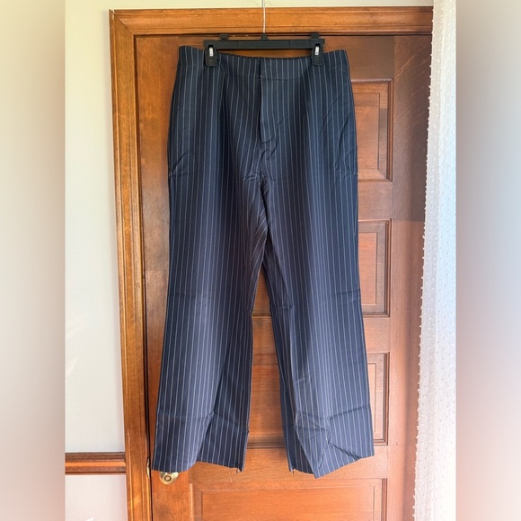 Lulus Confident Appeal Navy Blue Pinstripe High-Rise Pants - Picture 4 of 7